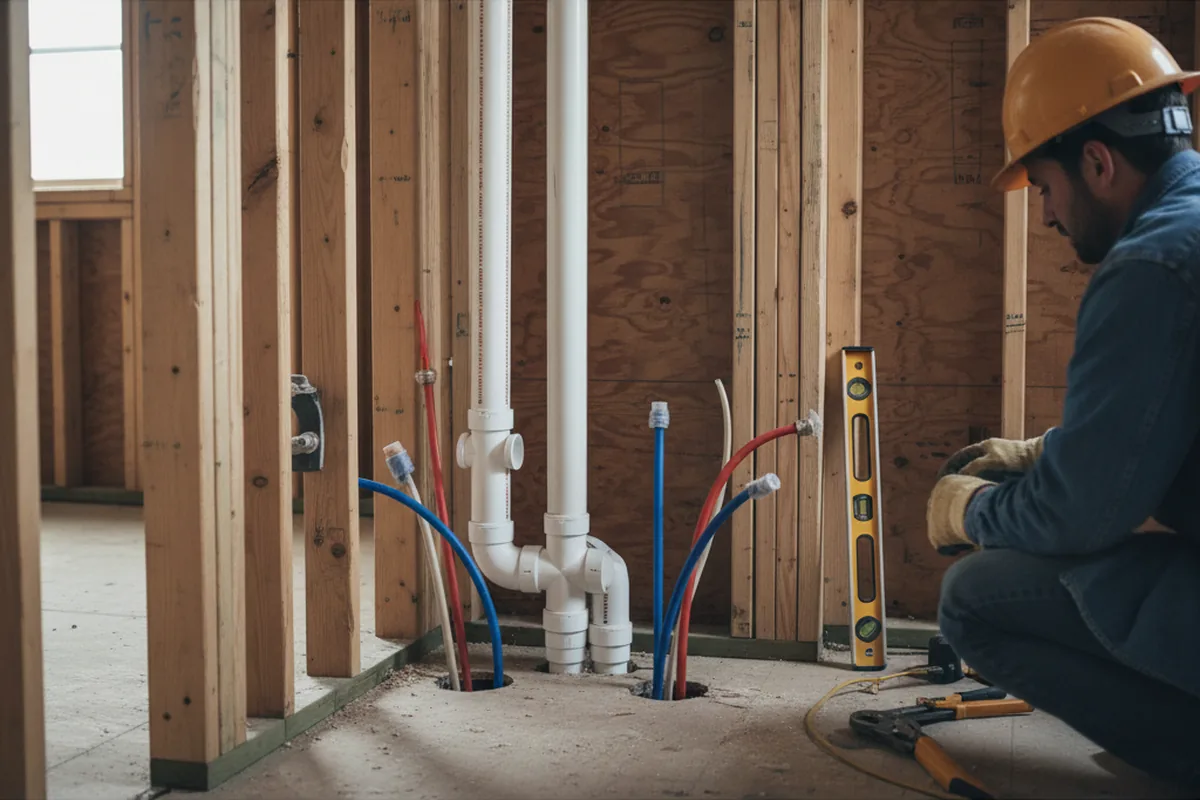 Drain and supply rough-in during Leak Detection in Rockport